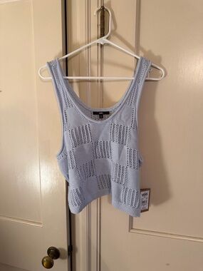 Vans Women's Light Blue Open-Knit Crop Tank Top NWT Size XL